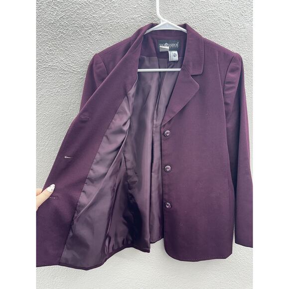 Sag Harbor Womens Blazer Size 6 Purple Pure Wool Three Button Up - Picture 5 of 12